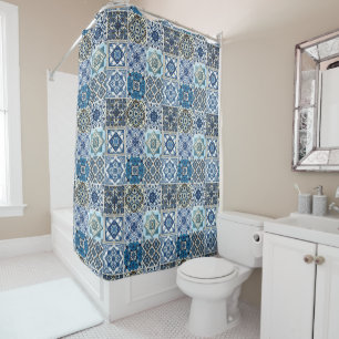 Mediterranean Tiles, Portuguese, Azulejo, Majolica Shower Curtain