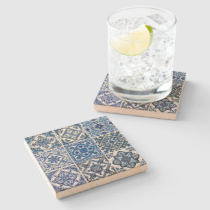 Mediterranean Tiles, Portuguese, Azulejo, Majolica Stone Coaster