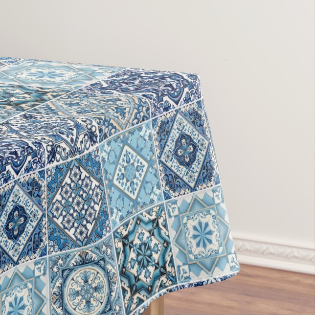 Mediterranean Tiles, Portuguese, Azulejo, Majolica Tablecloth (In Situ)