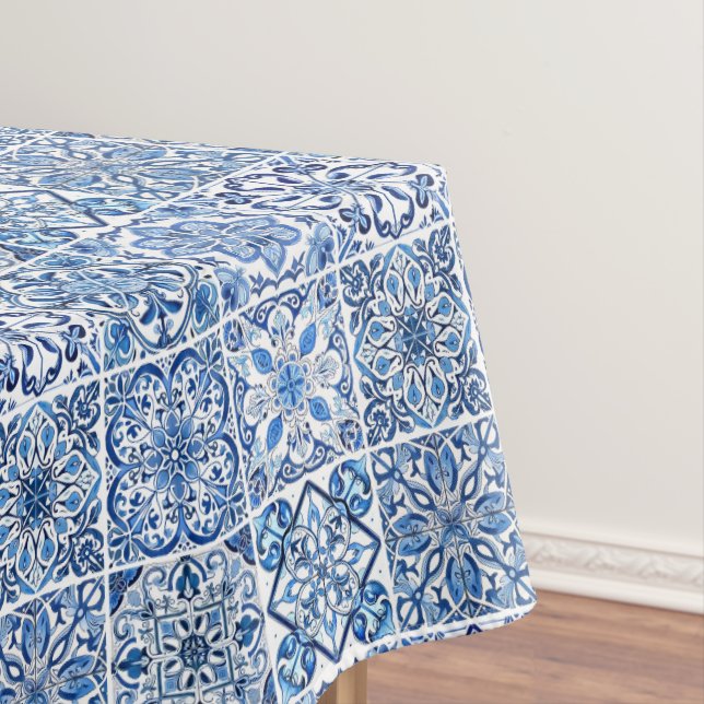 Mediterranean Tiles, Portuguese, Azulejo, Majolica Tablecloth (In Situ)