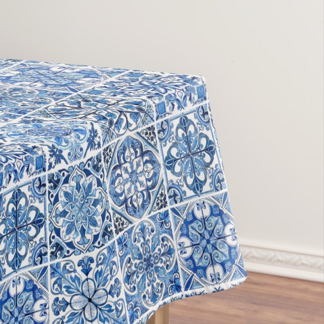 Mediterranean Tiles, Portuguese, Azulejo, Majolica Tablecloth (In Situ)