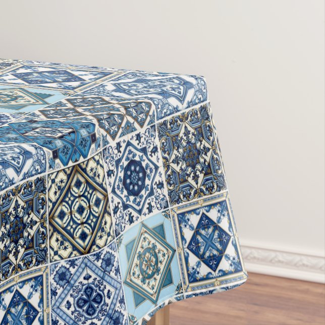Mediterranean Tiles, Portuguese, Azulejo, Majolica Tablecloth (In Situ)