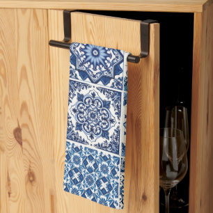 Mediterranean Tiles, Portuguese, Azulejo, Majolica Tea Towel