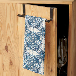 Mediterranean Tiles, Portuguese, Azulejo, Majolica Tea Towel