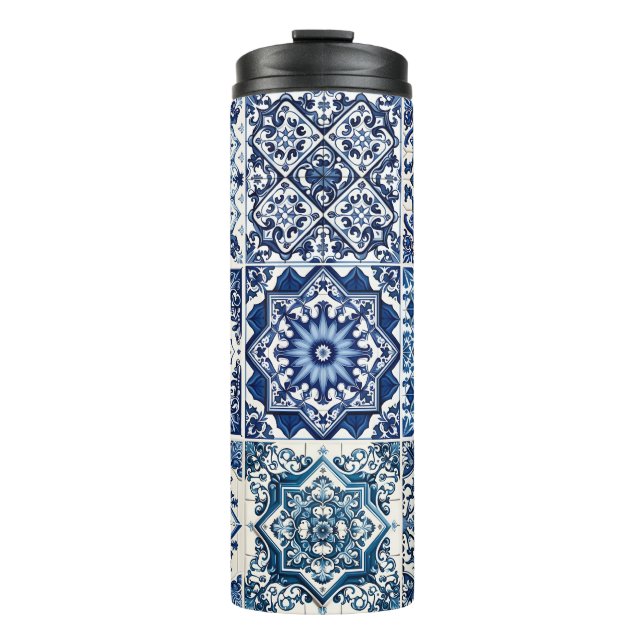 Mediterranean Tiles, Portuguese, Azulejo, Majolica Thermal Tumbler (Front)