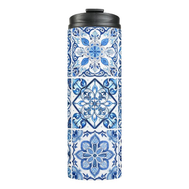 Mediterranean Tiles, Portuguese, Azulejo, Majolica Thermal Tumbler (Front)
