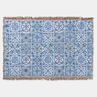 Mediterranean Tiles, Portuguese, Azulejo, Majolica Throw Blanket