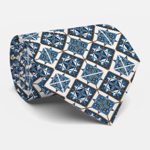 Mediterranean Tiles, Portuguese, Azulejo, Majolica Tie