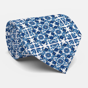 Mediterranean Tiles, Portuguese, Azulejo, Majolica Tie
