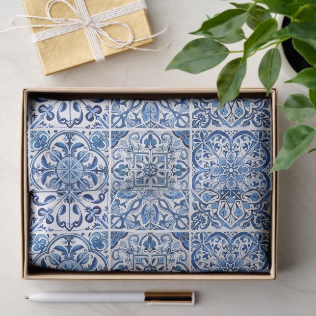 Mediterranean Tiles, Portuguese, Azulejo, Majolica Tissue Paper (Gift)