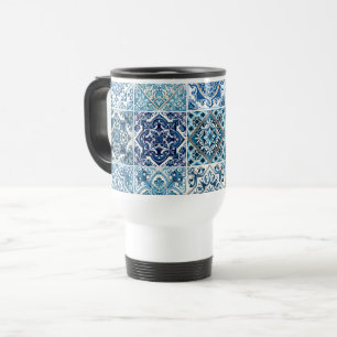 Mediterranean Tiles, Portuguese, Azulejo, Majolica Travel Mug