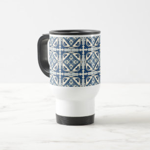Mediterranean Tiles, Portuguese, Azulejo, Majolica Travel Mug