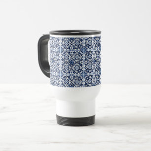 Mediterranean Tiles, Portuguese, Azulejo, Majolica Travel Mug