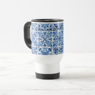 Mediterranean Tiles, Portuguese, Azulejo, Majolica Travel Mug