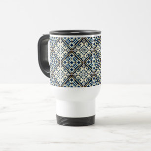 Mediterranean Tiles, Portuguese, Azulejo, Majolica Travel Mug