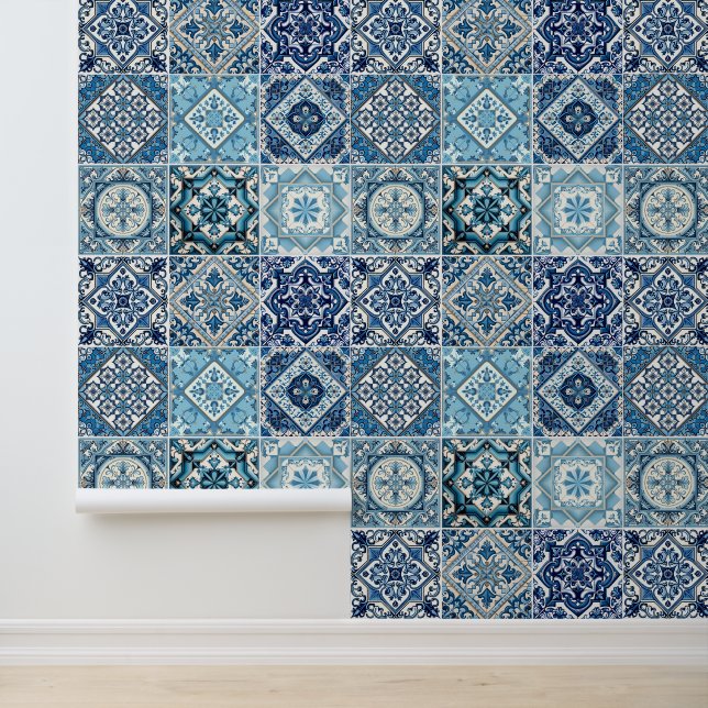 Mediterranean Tiles, Portuguese, Azulejo, Majolica Wallpaper (Application)