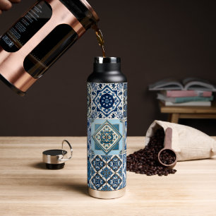Mediterranean Tiles, Portuguese, Azulejo, Majolica Water Bottle