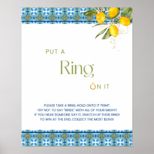 Mediterranean Tiles Put A Ring On It Bridal Shower Poster