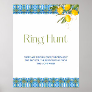 Mediterranean Tiles Ring Hunt Bridal Shower Poster