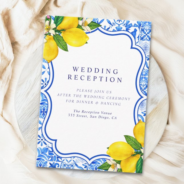 Mediterranean Tiles -Summer Wedding with Lemons Enclosure Card (Creator Uploaded)
