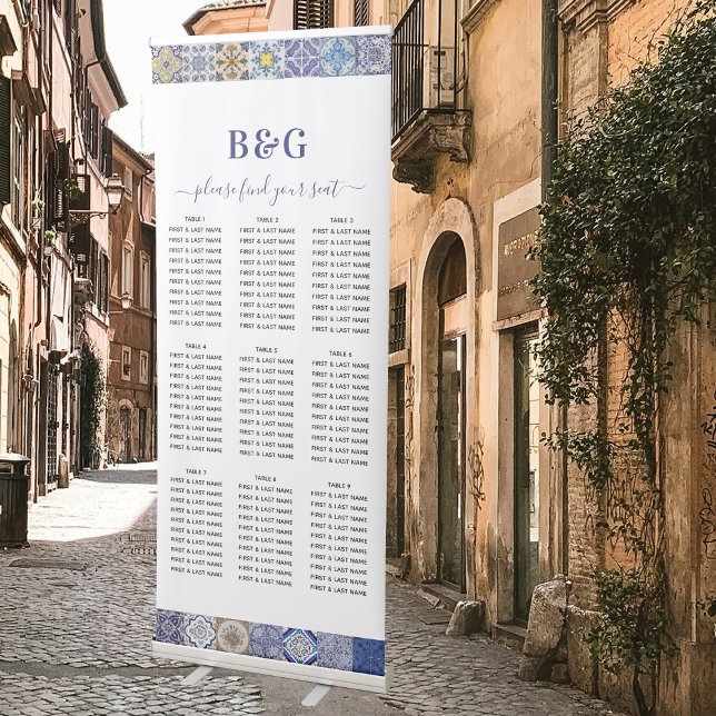 Mediterranean Tiles Wedding Seating Chart Retractable Banner (Mediterranean Tiles Wedding Seating Chart Retractable Banner)