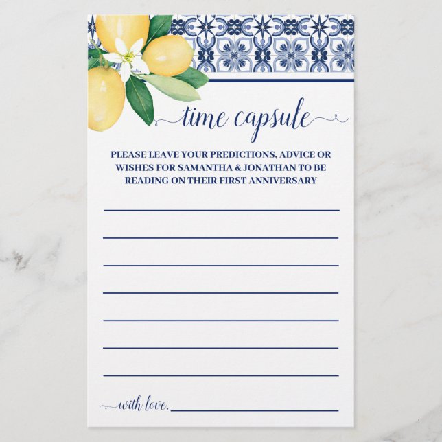 Mediterranean Time Capsule Advice for Couple Card (Front)