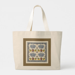 Mediterranean Topiary Tree Pattern Elegant Tote Ba