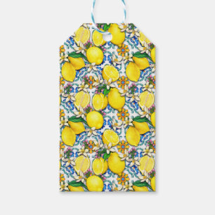 Mediterranean Traditional Pattern With Lemons Gift Tags