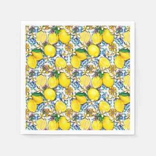 Mediterranean Traditional Pattern With Lemons Napkin