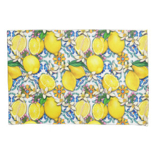 Mediterranean Traditional Pattern With Lemons Pillowcase