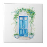 Mediterranean Tuscany Door with Greenery  Tile<br><div class="desc">Mediterranean design Tuscan style door with greenery ceramic tile.</div>