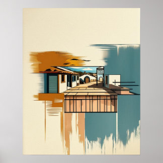 Mediterranean Villa Vintage Poster