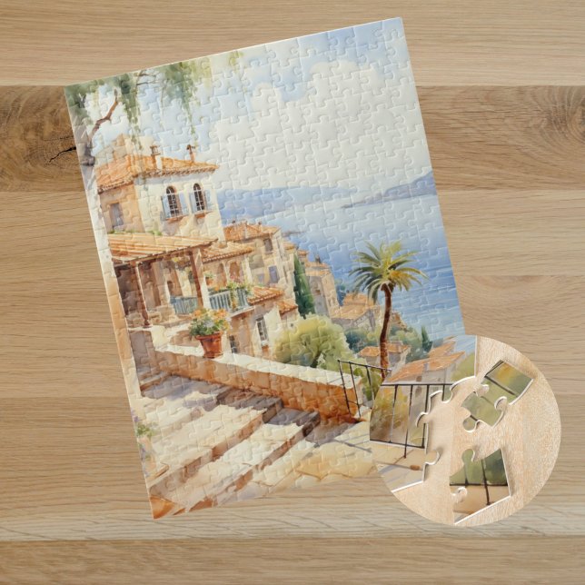 Mediterranean Village Watercolor Jigsaw Puzzle (Creator Uploaded)