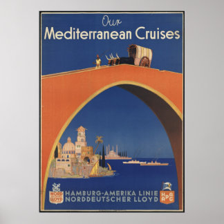 Mediterranean Vintage Travel Poster Ad Retro Print
