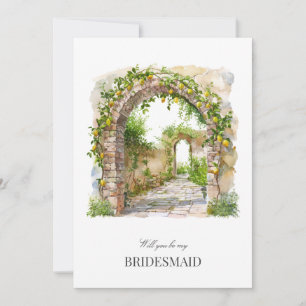 Mediterranean Watercolor Bridesmaid Proposal Card