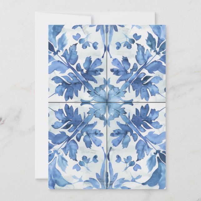 Mediterranean Watercolor Engagement Invitation (Back)