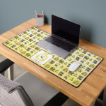 Mediterranean Watercolor Lemon Crested Monogram Desk Mat<br><div class="desc">In a pattern designed for royalty, this creation brings the delight of lemony goodness in a Mediterranean-style crested monogram featuring your initial and name. The pattern features a grouping of lemon-themed graphics designed in a drop repeat on a washed watercolor background. Sure to delight and bring a sunny smile to...</div>