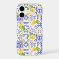 Mediterranean Watercolor Tile Lemon Pattern