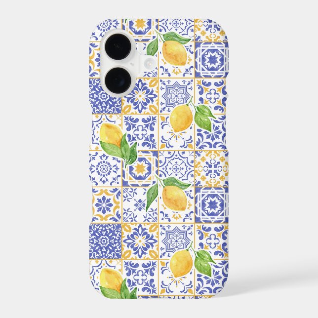 Mediterranean Watercolor Tile Lemon Pattern (Back)
