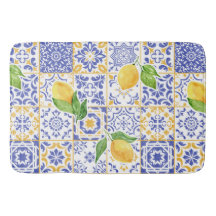 Mediterranean Watercolor Tile Lemon Pattern