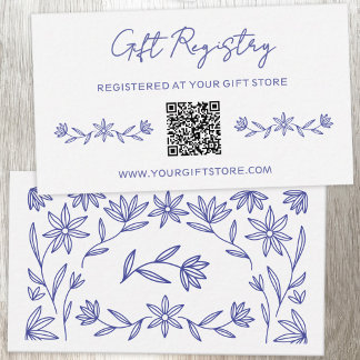 Mediterranean Wildflower Gift Registry QR Code Enclosure Card
