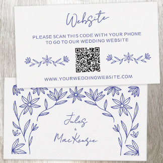 Mediterranean Wildflower Wedding Website QR Code Enclosure Card