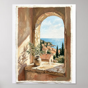 Mediterranean Window I Vintage Painting Poster