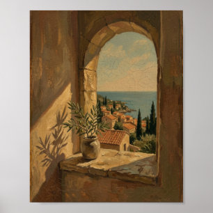 Mediterranean Window II Vintage Painting Poster