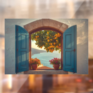 Mediterranean window view frame Coast Lemon Balcon Cling