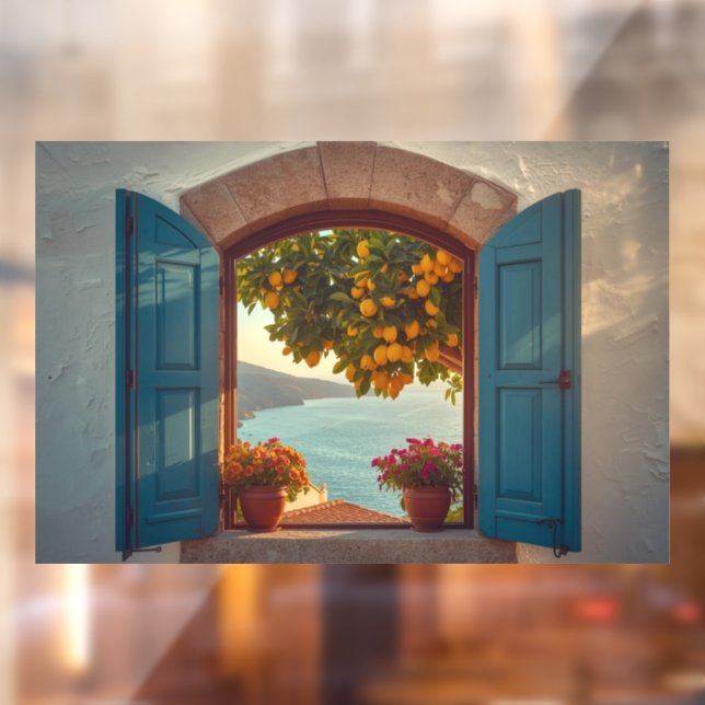 Mediterranean window view frame Coast Lemon Balcon Cling (Sheet 2)