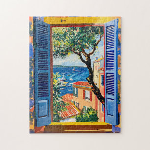 Mediterranean Window View with Olive Tree Jigsaw Puzzle