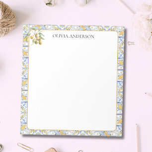 Mediterranean Yellow Blue Tile Pattern Notepad
