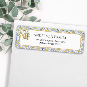 Mediterranean Yellow Blue Tile Return Address