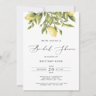 Mediterranean Yellow Lemon Bridal Shower italian Invitation